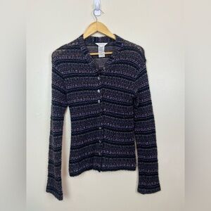 TEHEN PARIS KNIT MOHAIR BLEND MOTHER OF PEARL BUTTONS CARDIGAN SWEATER